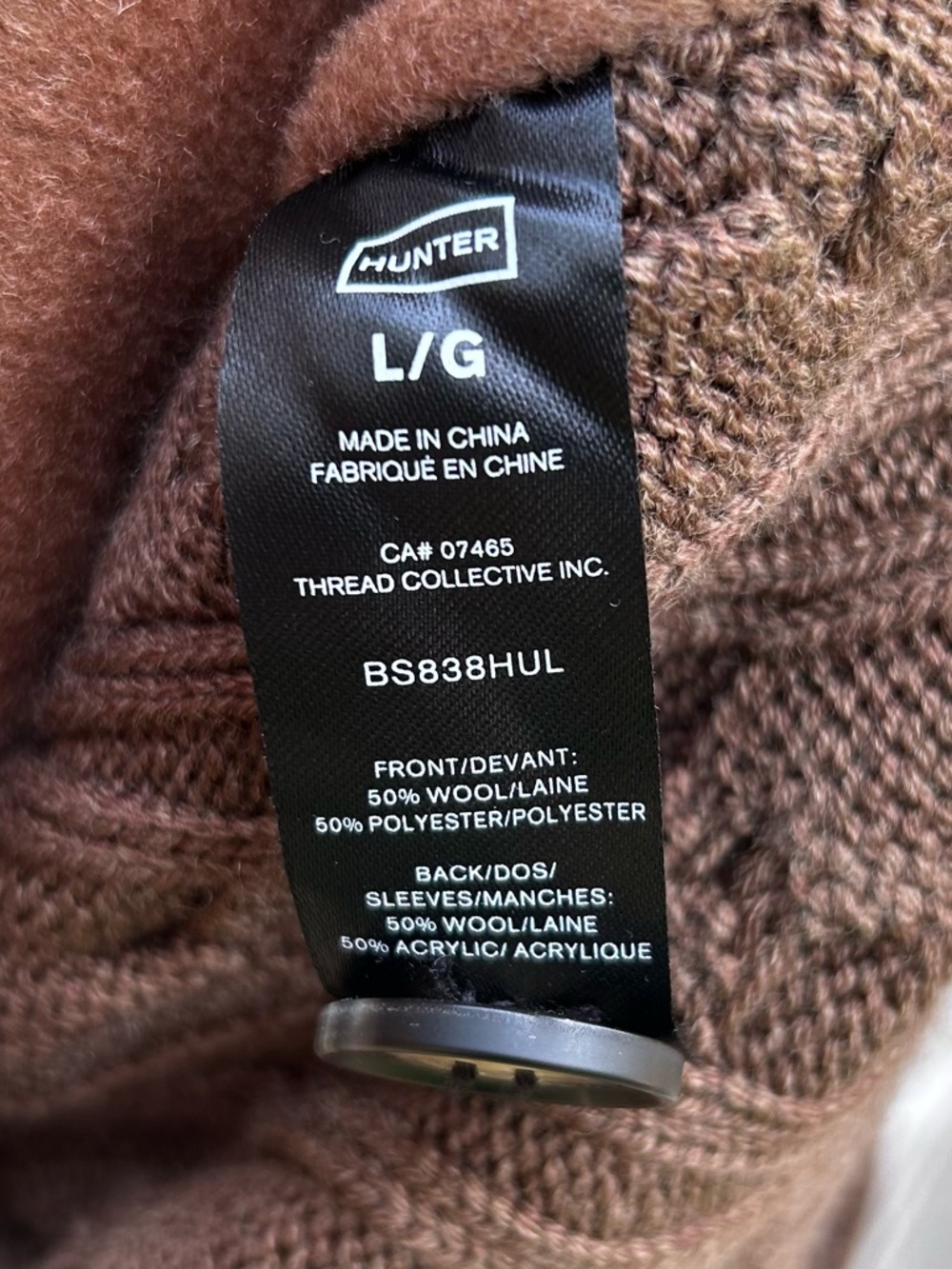 NWT Hunter Double Breasted Wool Blend Sweater Jacket Camel Tan Brown L - Picture 15 of 16